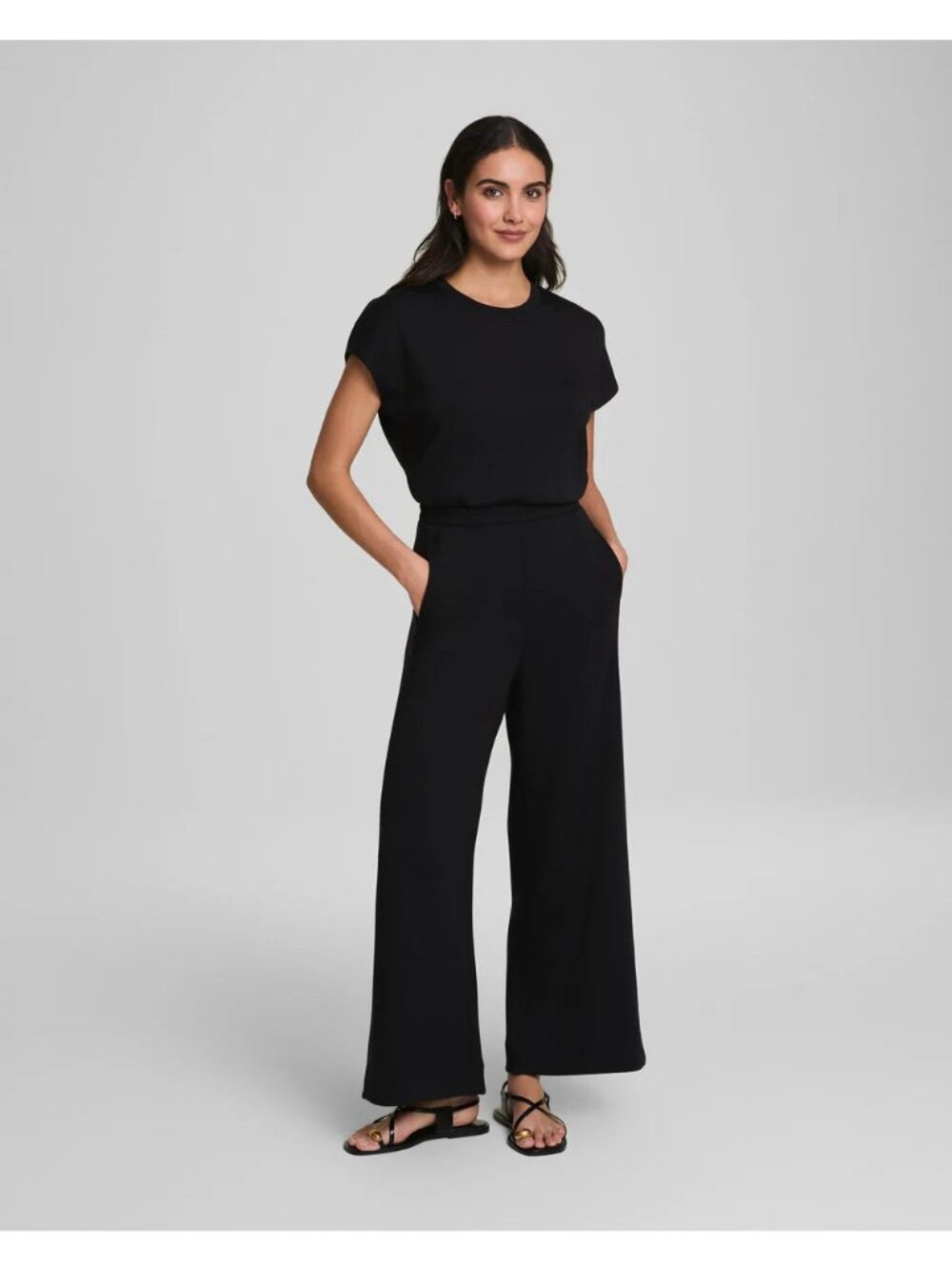 G-24. Spanx AirEssentials Cap Sleeve Cinched Jumpsuit Black